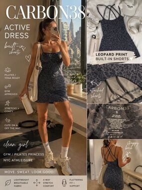 Carbon38 Leopard Print Active Dress Built-In Shorts Size S